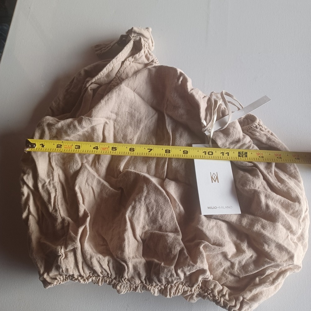 Milio Milano Cashmere Beige Linen Bloomers Puffy Shorts XS NWT 155015 - Picture 3 of 5